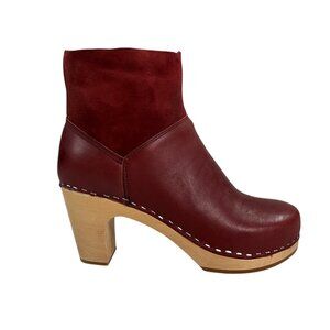 Swedish Hasbeens Sheerling Booties Womens Size EU 37 / US 7 Wine Red NEW